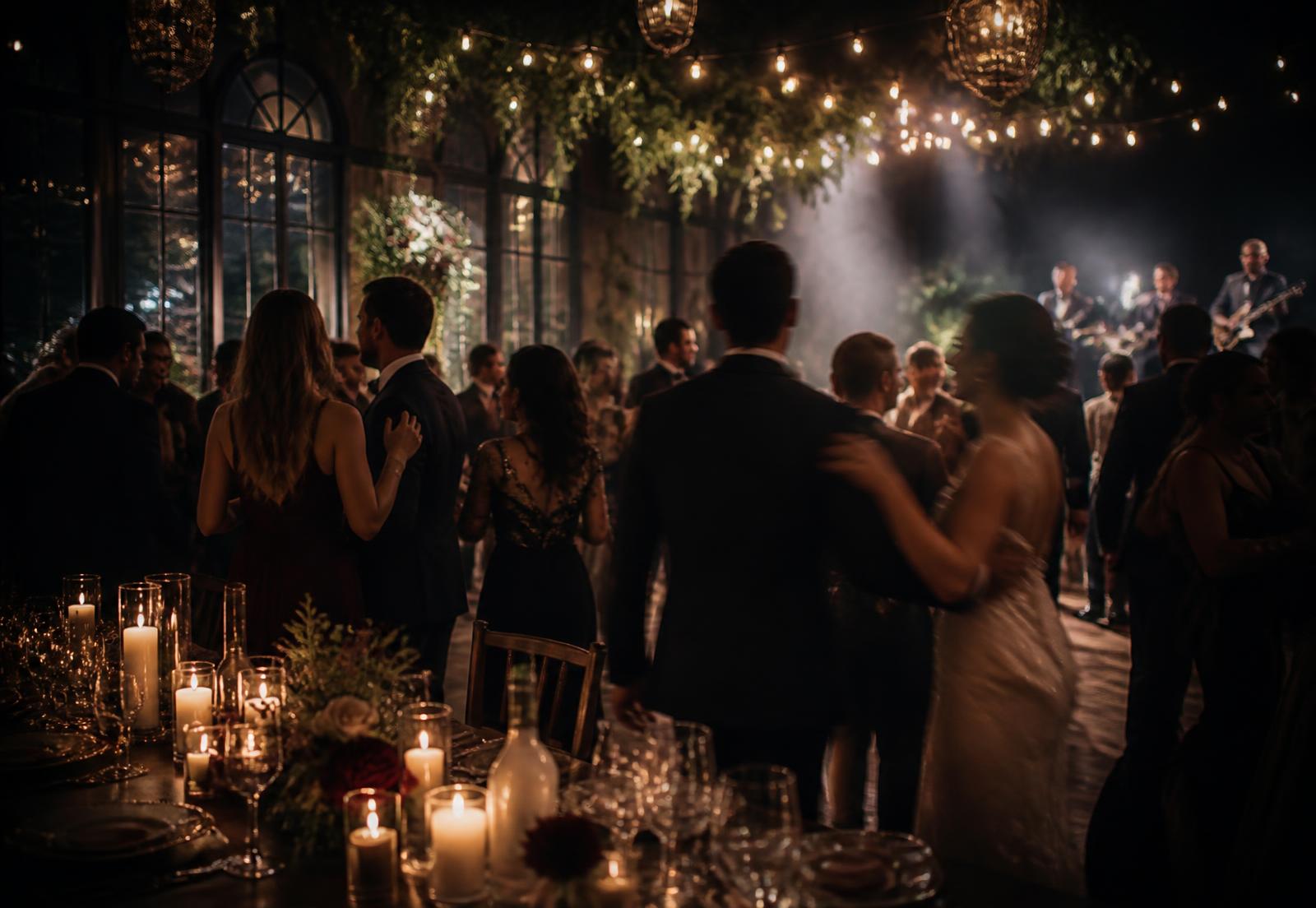 Evening — candlelight, dinner and dancing that flow without an announcement, because the timeline was rehearsed and never mentioned.